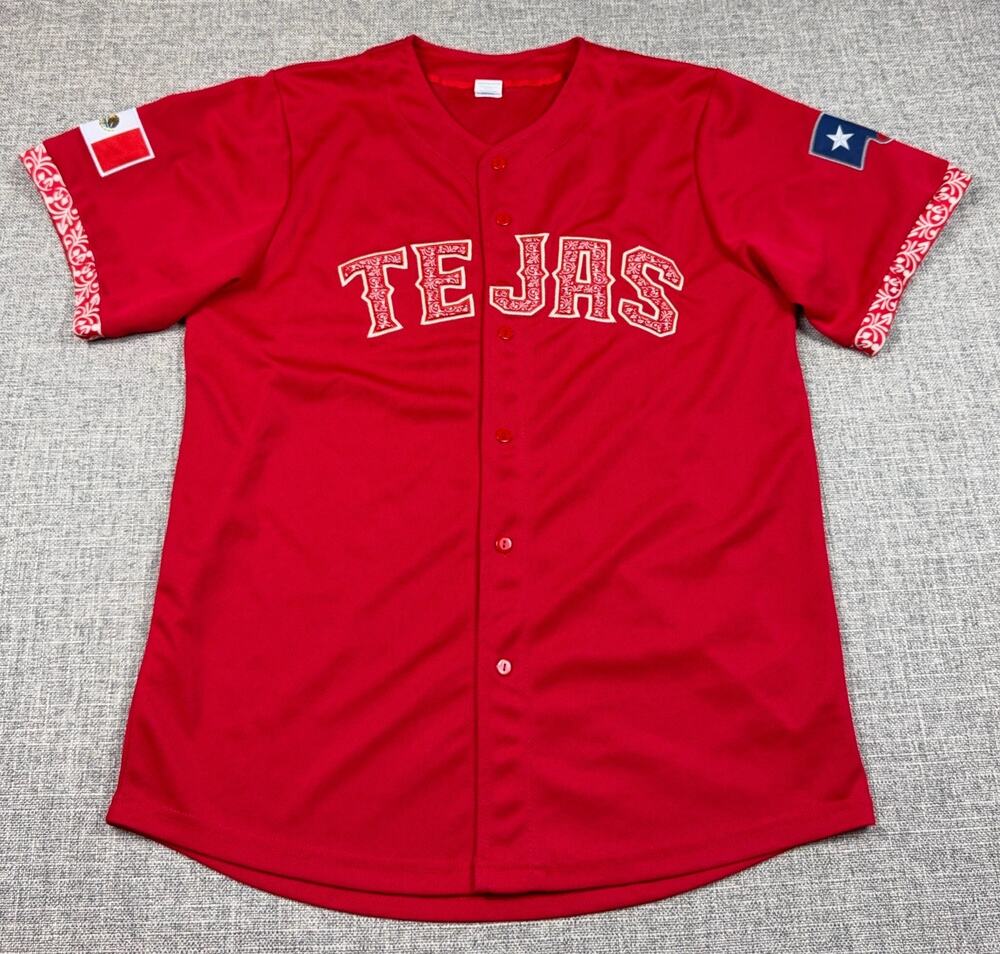 TEJAS Dallas College Jersey #23 Mexico Texas Flag Men's M Baseball